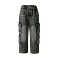 thumbnail image 3 of MEZZALL Child Pants Distressed Boys Jeans With Multiple Pockets Loose Fit Straight Leg Retro Wide Leg Trousers Kids Casual Streetwear Style Birthday Slacks, 3 of 8
