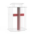 thumbnail image 4 of FixtureDisplays® Podium, Clear Ghost Acrylic w/ 110V Lighted Cross Pulpit, Lectern - Assembled 11969, 4 of 6