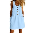 thumbnail image 2 of Kojanyu Women's Round-Neck Solid Color Sleeveless Casual Dress 100% Cotton Short Summer Mini Dress for Daily Wear Spring and Vacation, 2 of 8