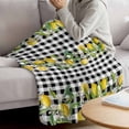thumbnail image 3 of Lemon Blanket Soft Cozy Warm Throw Blanket for Couch, Plush Fuzzy Flannel Fleece Blankets for Sofa, Farmhouse Summer Botanical Fruit Black White Plaid Bed Blankets Lightweight Gifts for Men, 50"x60", 3 of 9