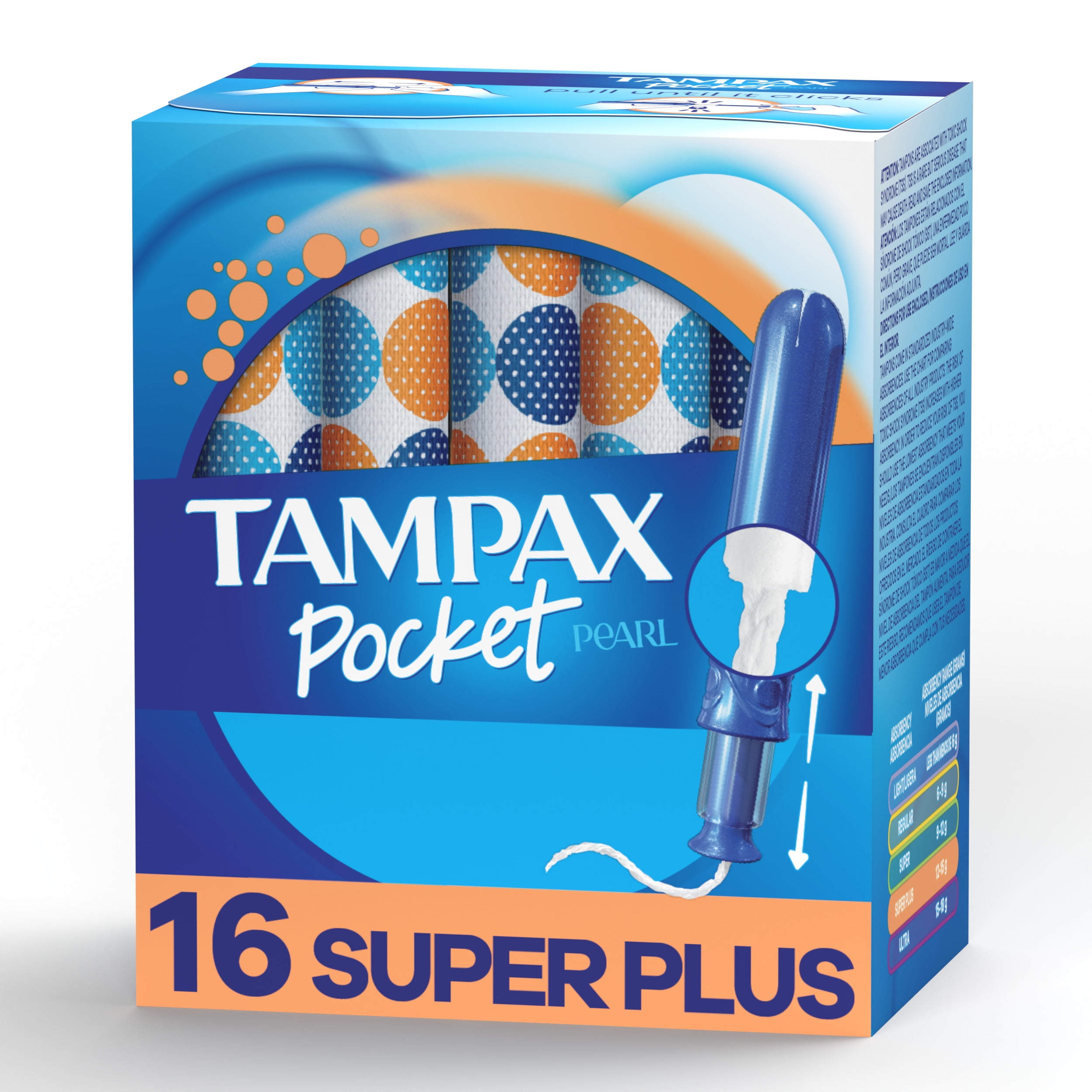 Tampax Pocket Pearl Plastic Tampons, Super Plus Absorbency, Unscented