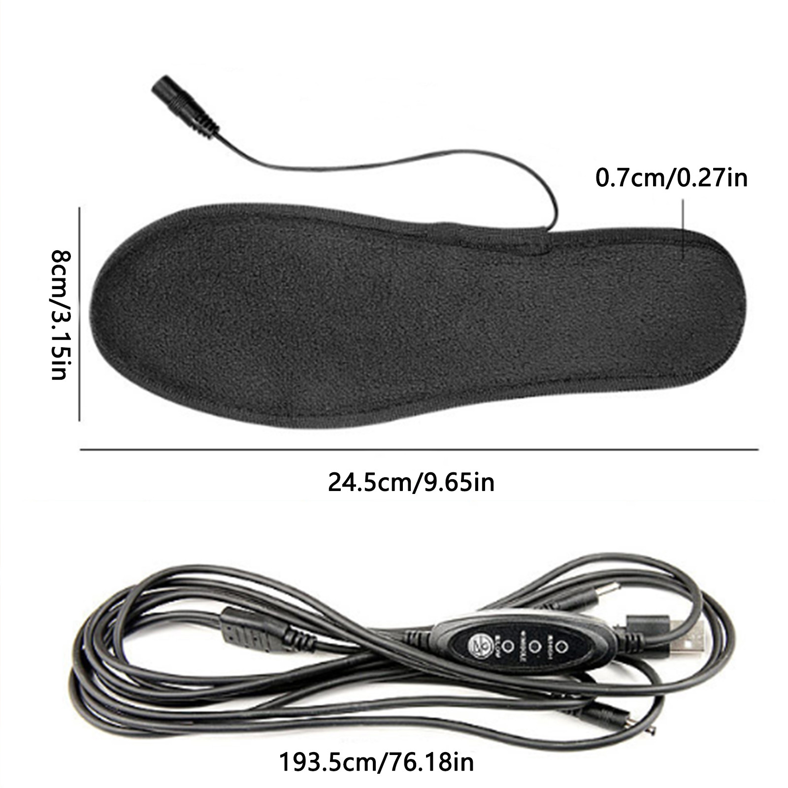 Semelles Chauffantes Rechargeables USB - 3 Niveaux De Chaleur - Taille 35-44 - Pour Ski, Pêche, Randonnée