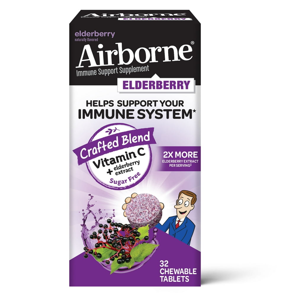 Airborne Elderberry Extract + Vitamin C Chewable Tablets (32 count