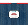 thumbnail image 3 of BARKER CREEK Designer File Folders Set of 12, Denim, Iconic Denim Pattern on The Outside, Vibrant Red on The Inside, Letter Size, 1/3 Cut Tabs, 12-Pack, Home, School, Office Supplies (1302),Assorted, 3 of 3