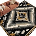 thumbnail image 2 of 8x10 Washable Area Rug, Retro Pattern Non-Slip Extra Large Rectangle Rug for Living Room Bedroom, Ethnic Style Brown Black Weaving Texture Indoor Floor Mat for Home Decor, 2 of 9
