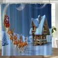 thumbnail image 3 of Christmas Shower Curtain Winter Holiday Merry Christmas Bath Curtain Cute Deer Santa Claus Bathroom Decor with 12 Hooks 72x72in, 3 of 7