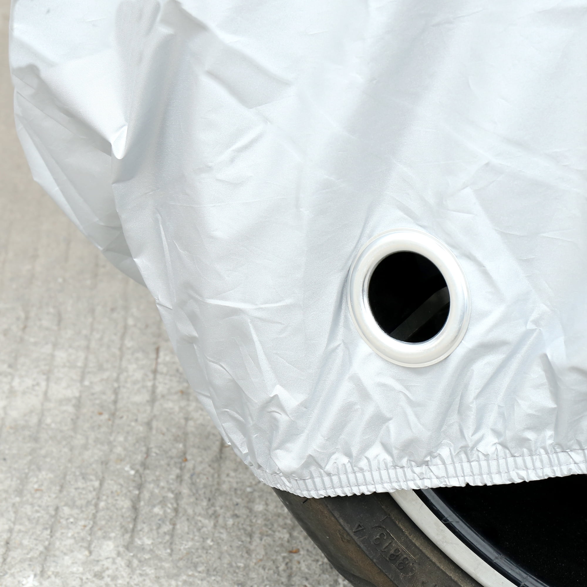 XXL Motorcycle Cover Black Silver Tone Outdoor Rain Dust UV Water Proof