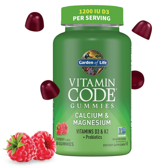 Garden of Life Vitamin Code Gummies Calcium & Magnesium, Raspberry, 60 Gummies