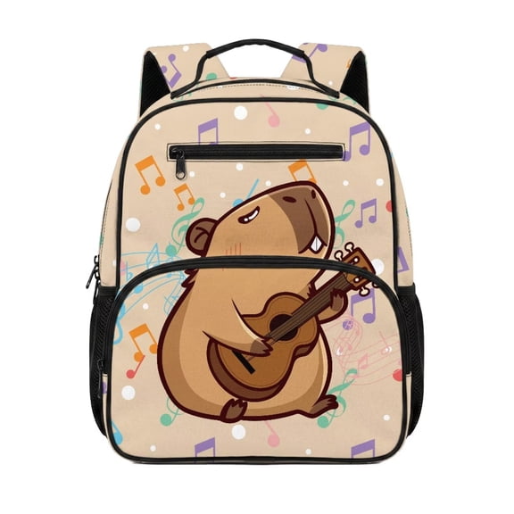 KUIFORTI Capybara Brown Toddler Backpack Girls Kids School Bag with Front Pockets Adjustable Straps Durable for Preschool Kindergarten Back to School Essentials Gifts