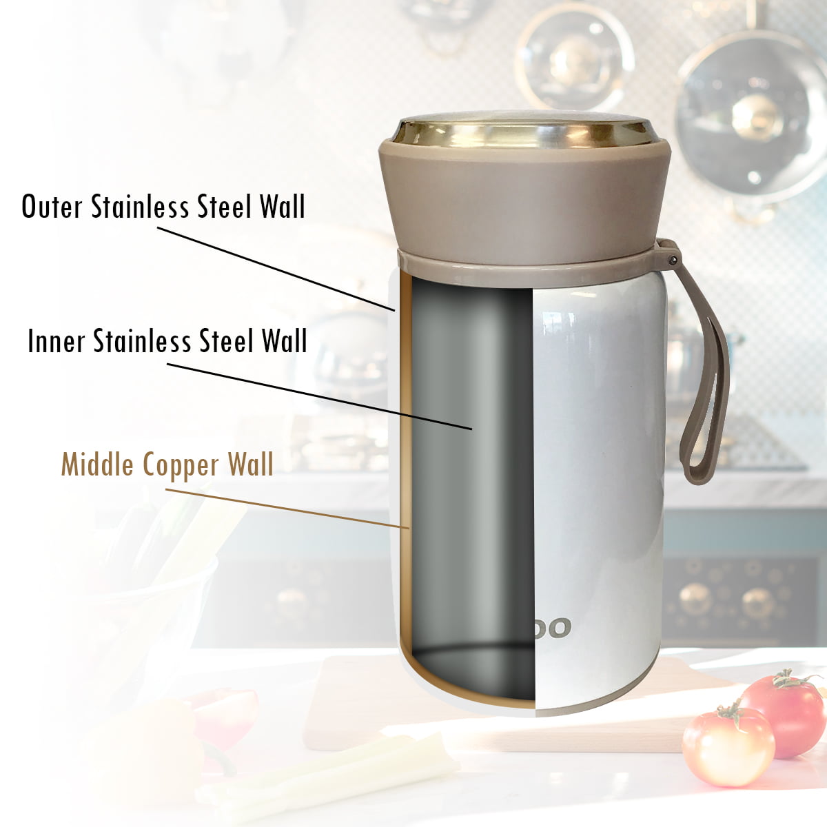 Prep & Savour 12 Oz Triple Insulated Food Container - Hot 6 Hours Or Cold  12 Hours - Leak Proof Thermos Soup Jar - All Stainless Interior