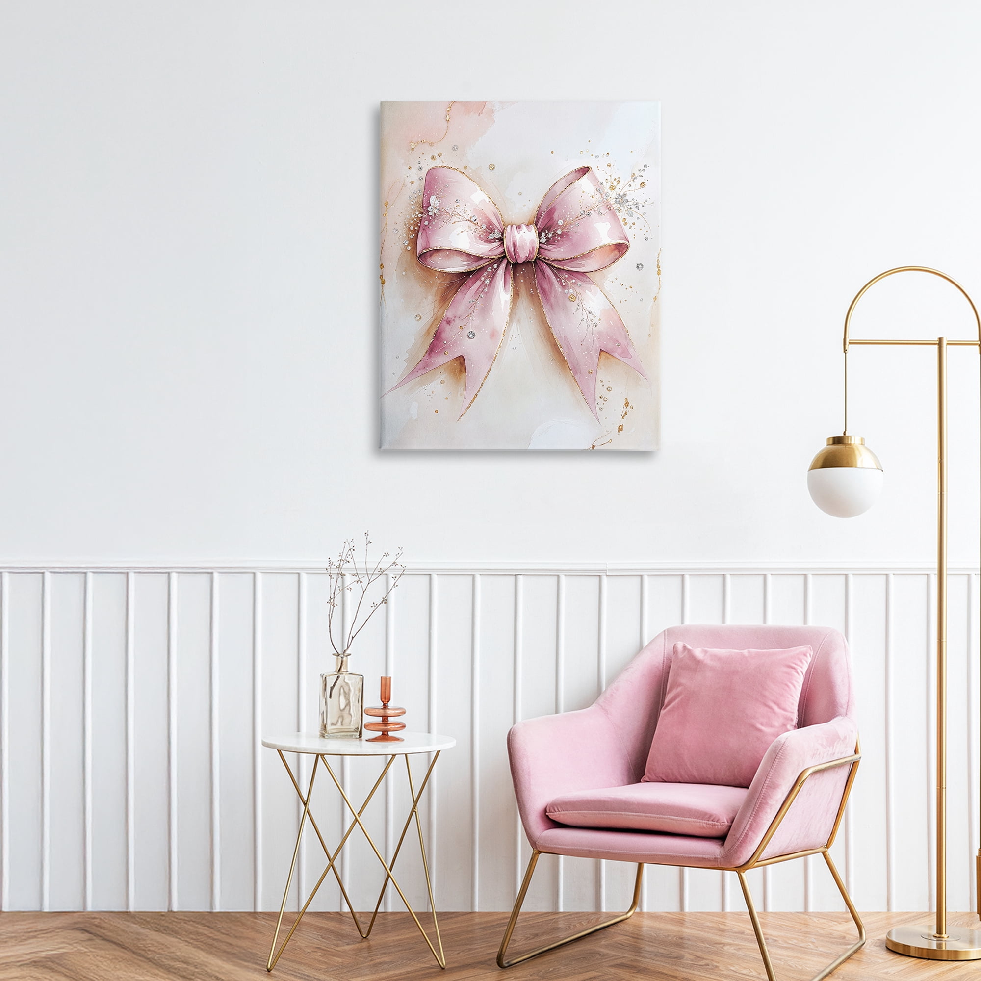 Stupell Industries Glamorous Blush Pink Bow Canvas Wall Art, design by Nataly White