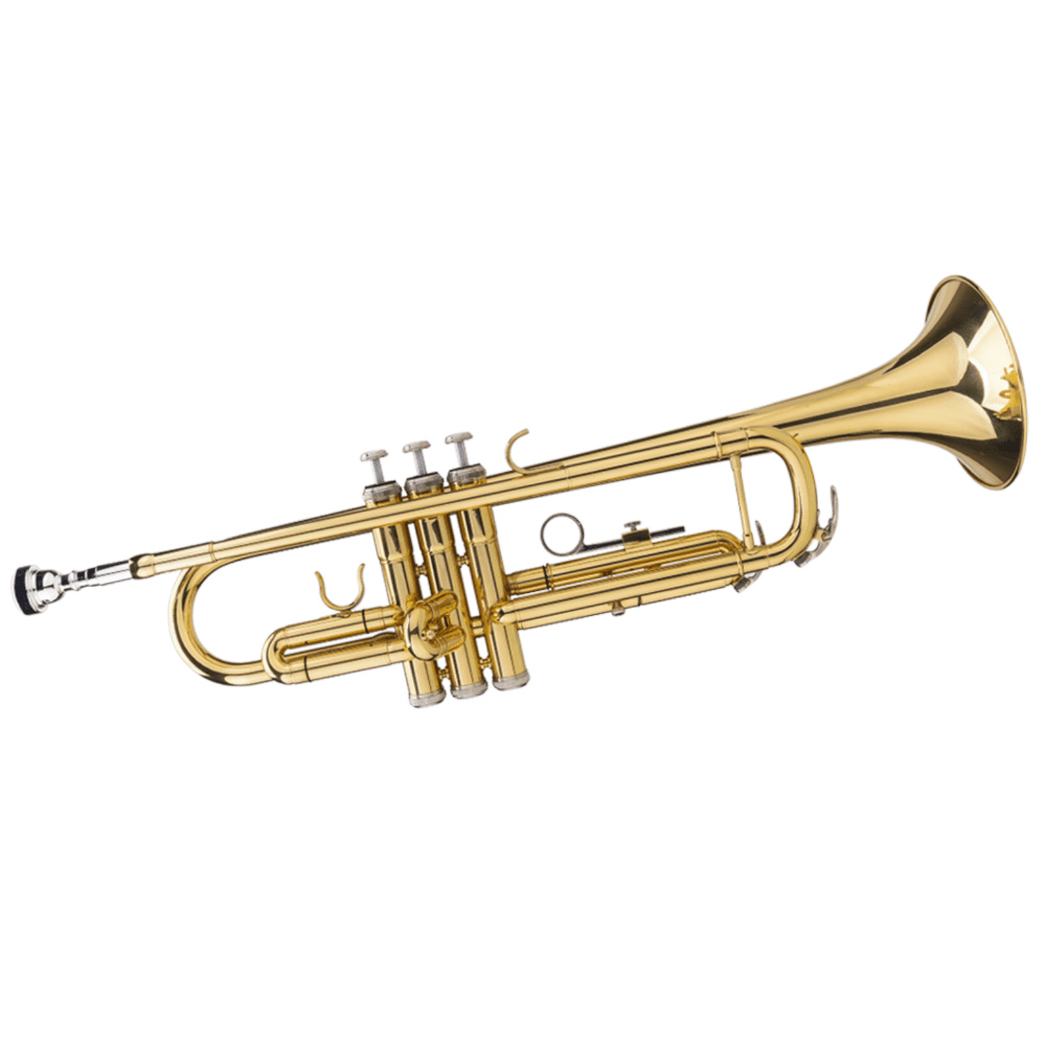 Hassch Brass B Flat Trumpet with Mouthpiece, Gloves and Portable Case, Trumpet for Beginners, Golden