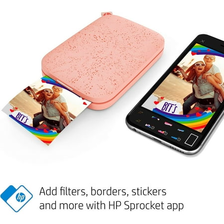HP - Sprocket Portable 2" x 3" Instant Photo Printer, Prints From iOS or Android Devices - Blush Pink