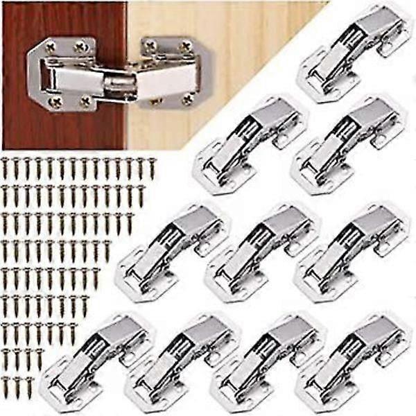 10 pcs Cabinet Door Hinges with Screws, Soft Closing Hinges for Kitchen Cabinet Doors, 90 Degree Hinges H