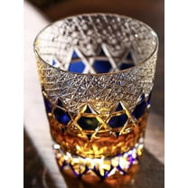 Hand Cut Crystal Whisky Glass 320ml Whiskey Glasses -Cocktail-Vodka-Beer Drinkingware Glasses In Gift Carton (Blue)