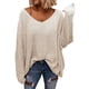 thumbnail image 2 of Suéter Holgado de Punto de Larga con Cuello en V para Mujer Crema XL, 2 of 5