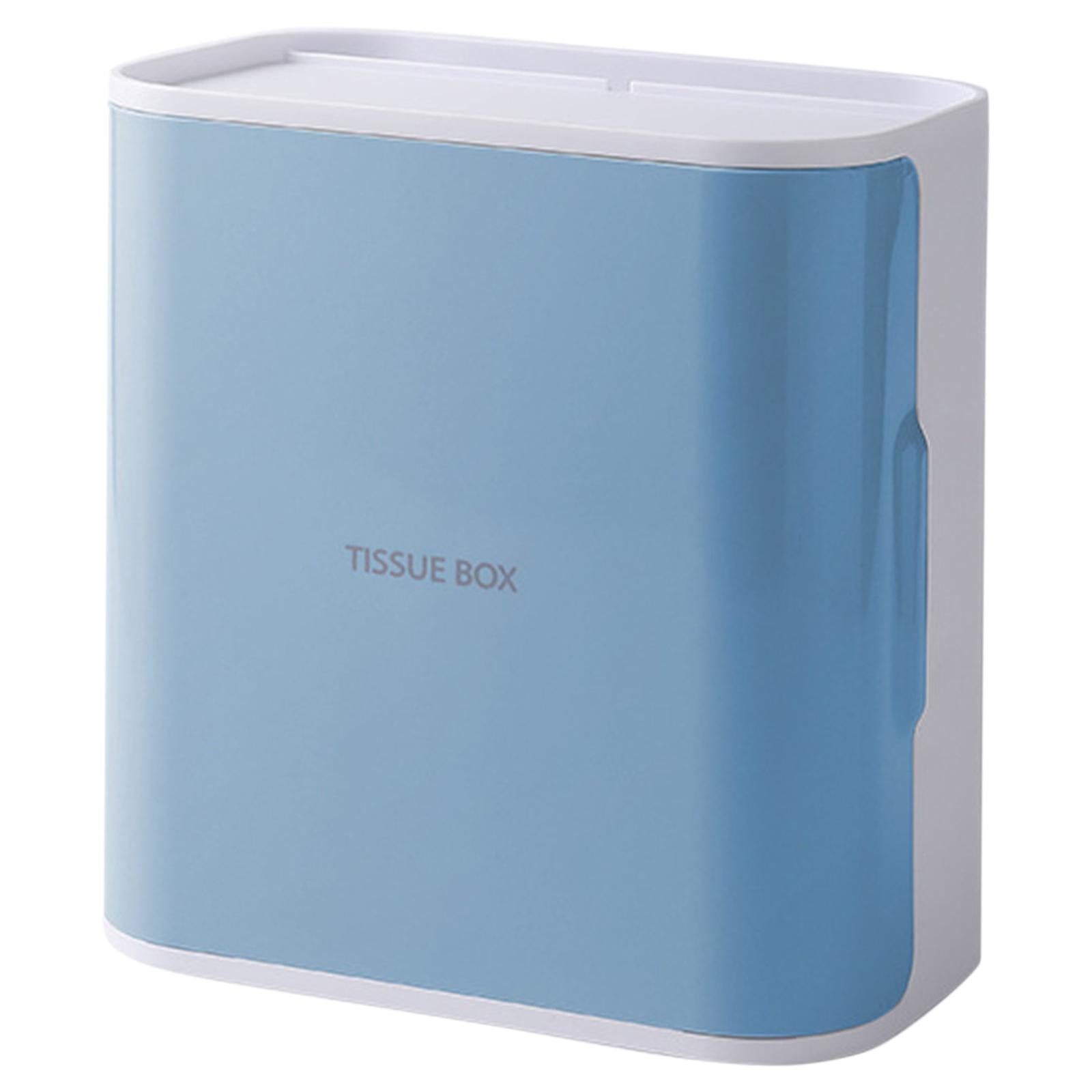 Fiocias Adhesive Toilet Paper Holder with Storage Drawer,Waterproof Wall Mounted Tissue Blue