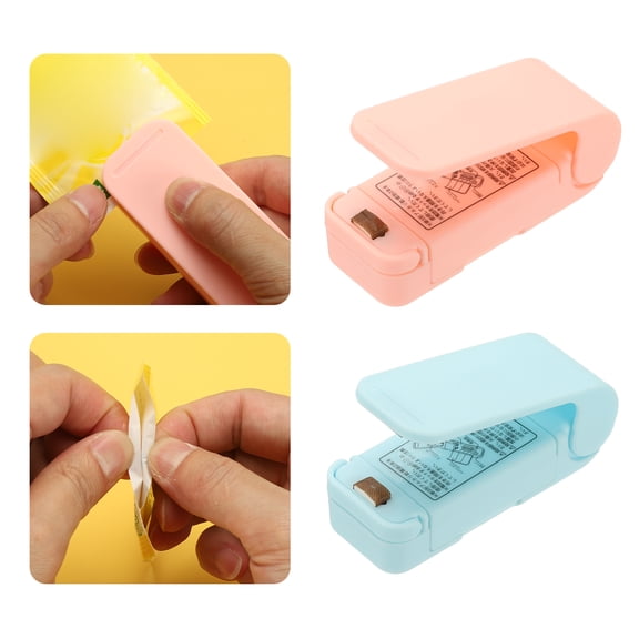 Uxcell 2Pcs Portable Mini Sealing Machine, Handheld Food Heat Vacuum Sealers for Plastic Bags, Pink/Blue