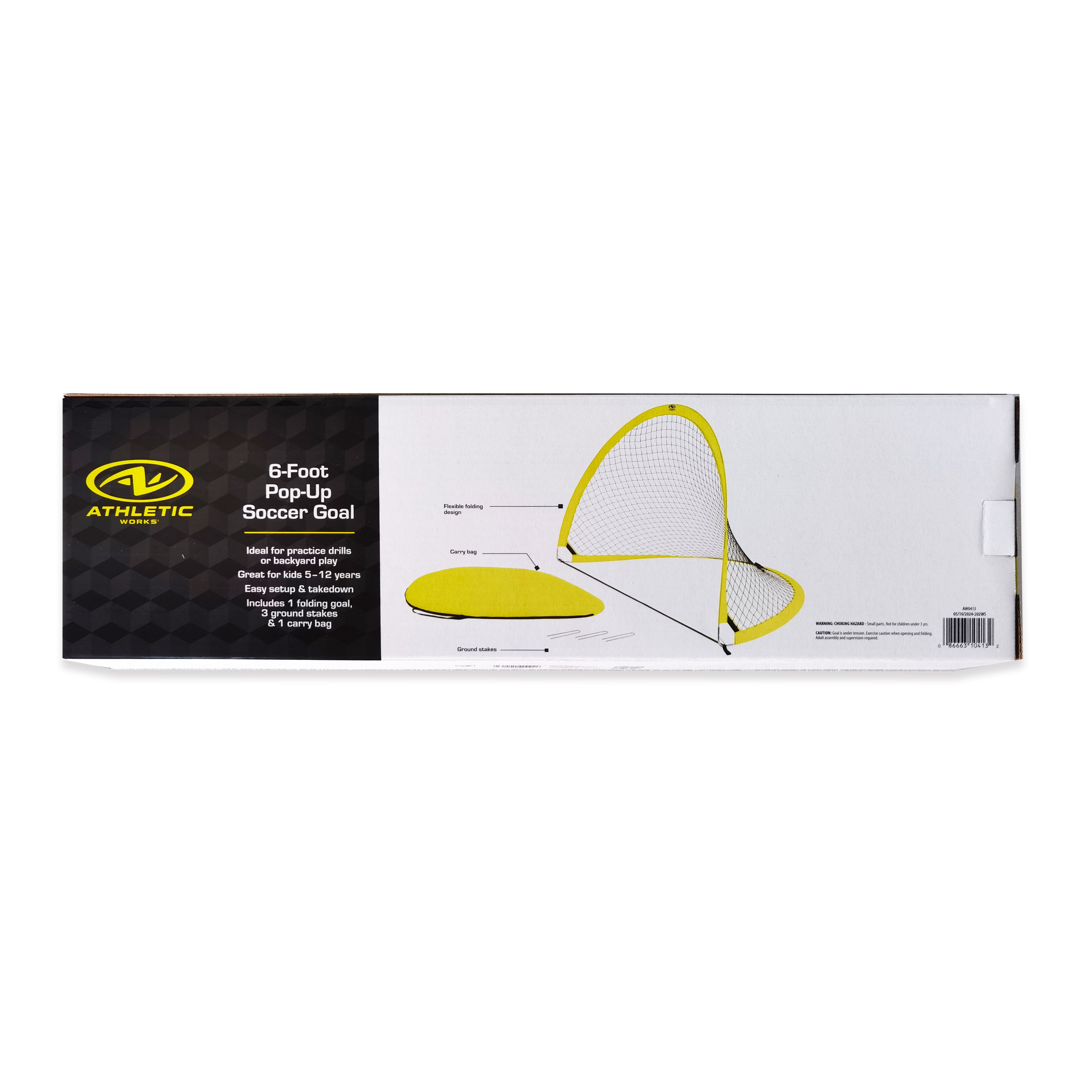 Athletic Works 6ft Portable Pop up Soccer Net with Carry Bag, Yellow and Black