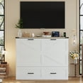 thumbnail image 5 of Murphy Bed with Charging Station, Full Size Foldable Cabinet Bed with Storage Drawer, Farmhouse Wood Space-Saving Hidden Folding Bed Chest for Home, Office, Guest Room, White, 5 of 9