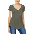 thumbnail image 1 of maison Jules Camiseta básica con bolsillo para mujer, verde, pequeña, 1 of 1