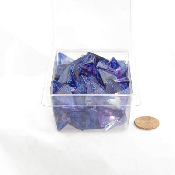 Nocturnal Nebula Luminary Dice with Blue Numbers 16mm (5/8in) D4 Set of 50 Wondertrail