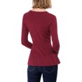 thumbnail image 4 of INSPIRE CHIC Women's Peplum Sweater V Neck Long Sleeve Ribbed Knit Tops M Burgundy, 4 of 9