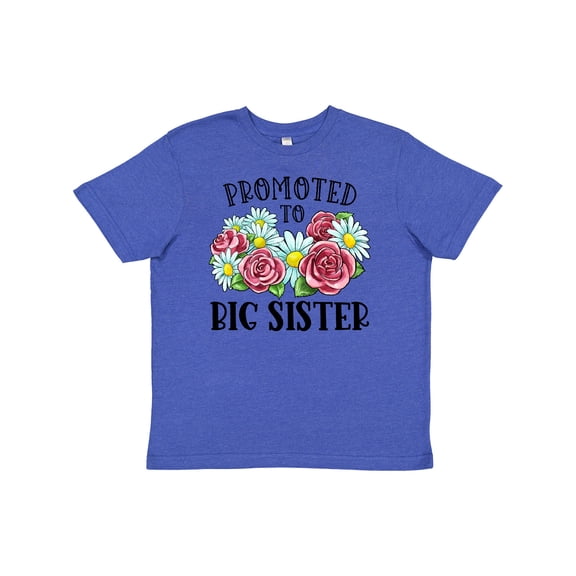Inktastic Promoted to Big Sister with Flowers Youth T-Shirt
