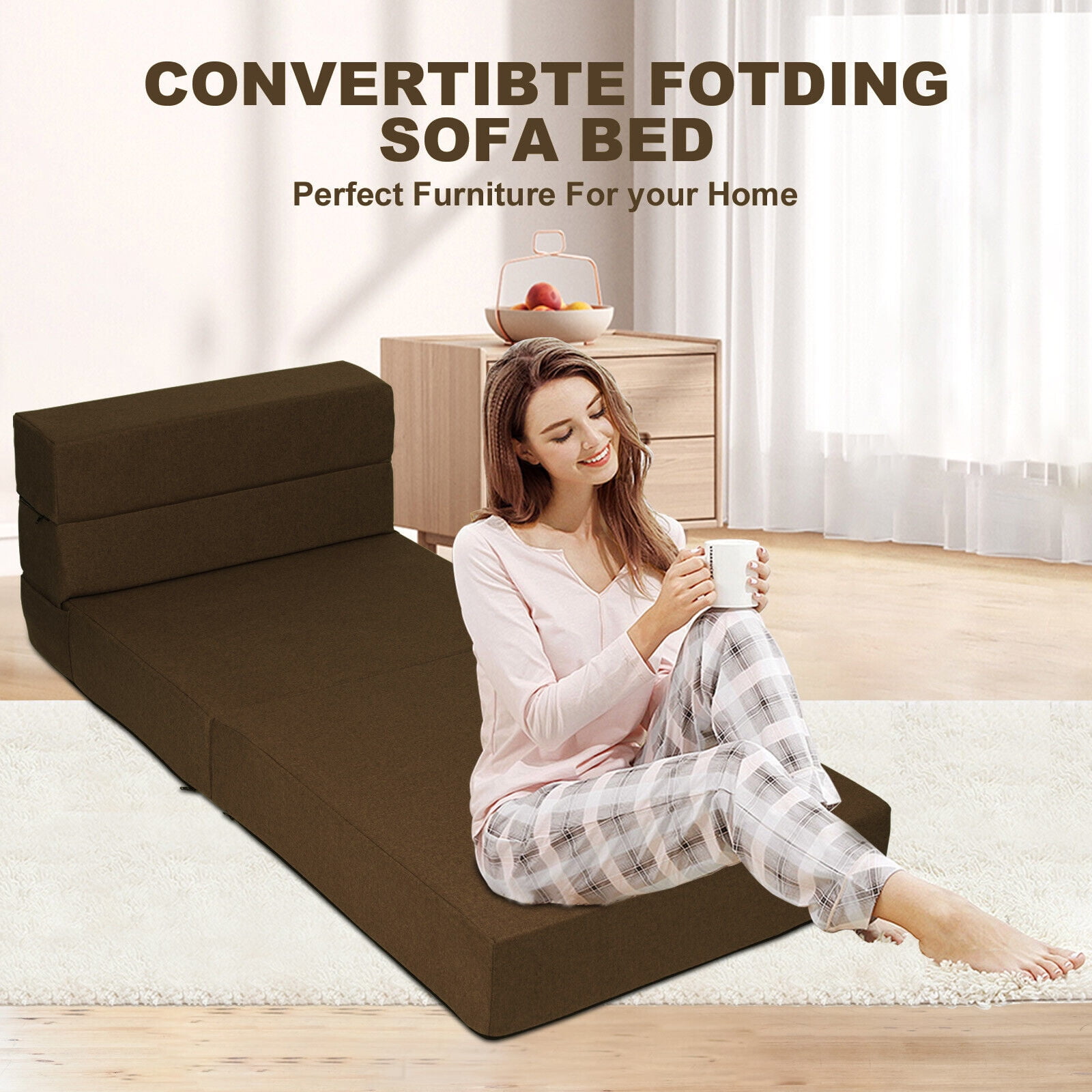 CJC Folding Sofa Bed Fold Mattress for Guests Flip Out Lounger