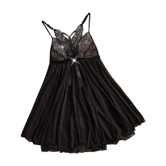 Jgppe Lace Nightgowns for Women V Neck Patchwork Sleeveless Pajama Short Dress Chemise Sleepwear