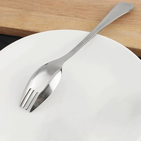 LEORX Salad Fork and Spoon Portable Stainless Steel Dual-purpose Spork for Outdoor Use Silver