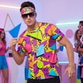 thumbnail image 3 of Alaiyaky 6 Pcs Mens 80s 90s Outfits Hip Hop Costumes Accessories Colorful T Shirt Set for Rock Disco Party, 3 of 9