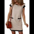 thumbnail image 3 of Vestido Mini con Mangas y Bloques de Color, Color Albaricoque XXL, 3 of 8