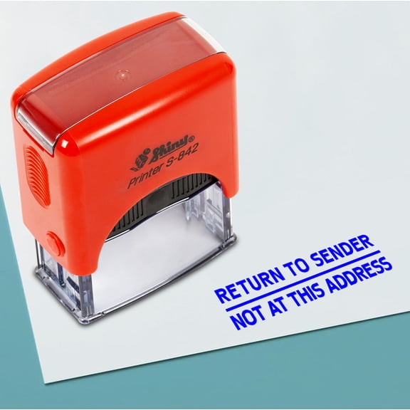 Printtoo Return To Sender Not At This Address Self Inking Rubber Stamp Pre,Inked Office Stamp, Home Office Business Stationery, 38 x 14 mm, Blue