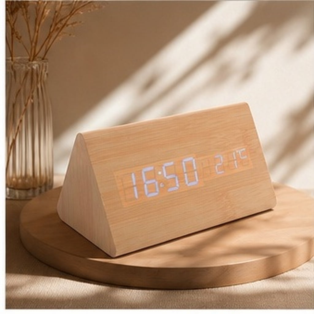 LOLIPPYY Blue LED Wooden Alarm Clock with and Date Temperature Display - 6 f 55 c 1 b 5 8392 47 c 1