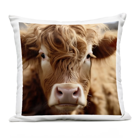 Stupell Industries Close Up Furry Cow Portrait Design by Heidi Kuntz Outdoor Printed Pillow