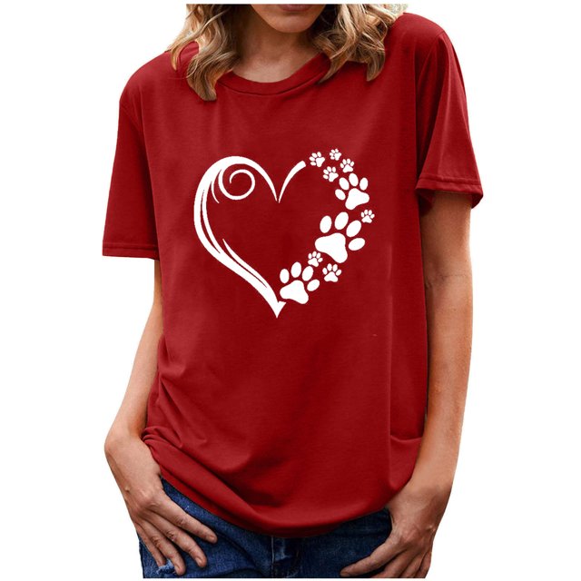 Fiudx Ofertas de La Semana Camiseta de Manga Corta Estampada con Cuello Redondo a La Moda para Mujer, Camisetas Holgadas Informales