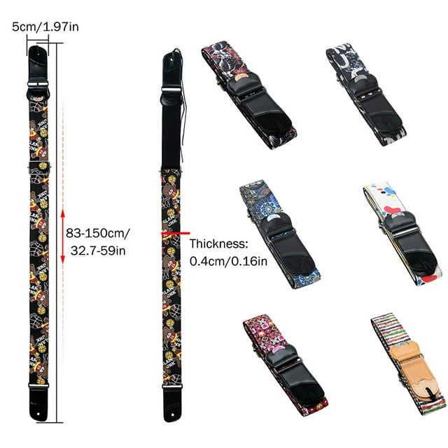Acoustic Guitar Strap Personality String Accessories Shoulder Belt Supple Pick Pocket Bass Spare Parts Children Beginner Colorful Footprints