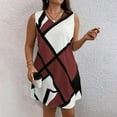thumbnail image 6 of Uaswgudfs Women's Sleeveless V-Neck Flowy Tank Dress - Casual Summer Sundress with Geometric Accents for Versatile Social Style Wine 1XL, 6 of 9