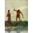 thumbnail image 2 of Wyeth, Newell 24x32 White Modern Wood Framed Museum Art Print Titled - A primitive spearman, 2 of 4