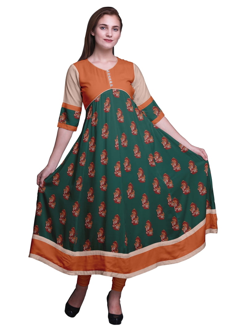 Bimba Printed Long Kurti For Women Anarkali Dress Indian Casual Top Tunic -  Walmart.com