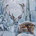 thumbnail image 5 of Orinice Deer Snowy Forest Trees Bathroom Decor Set with Hooks, Colorful Luxurious Graphic Print Polyester Fabric Shower Curtain, Washable, Chic Modern Design 69x72, 5 of 7