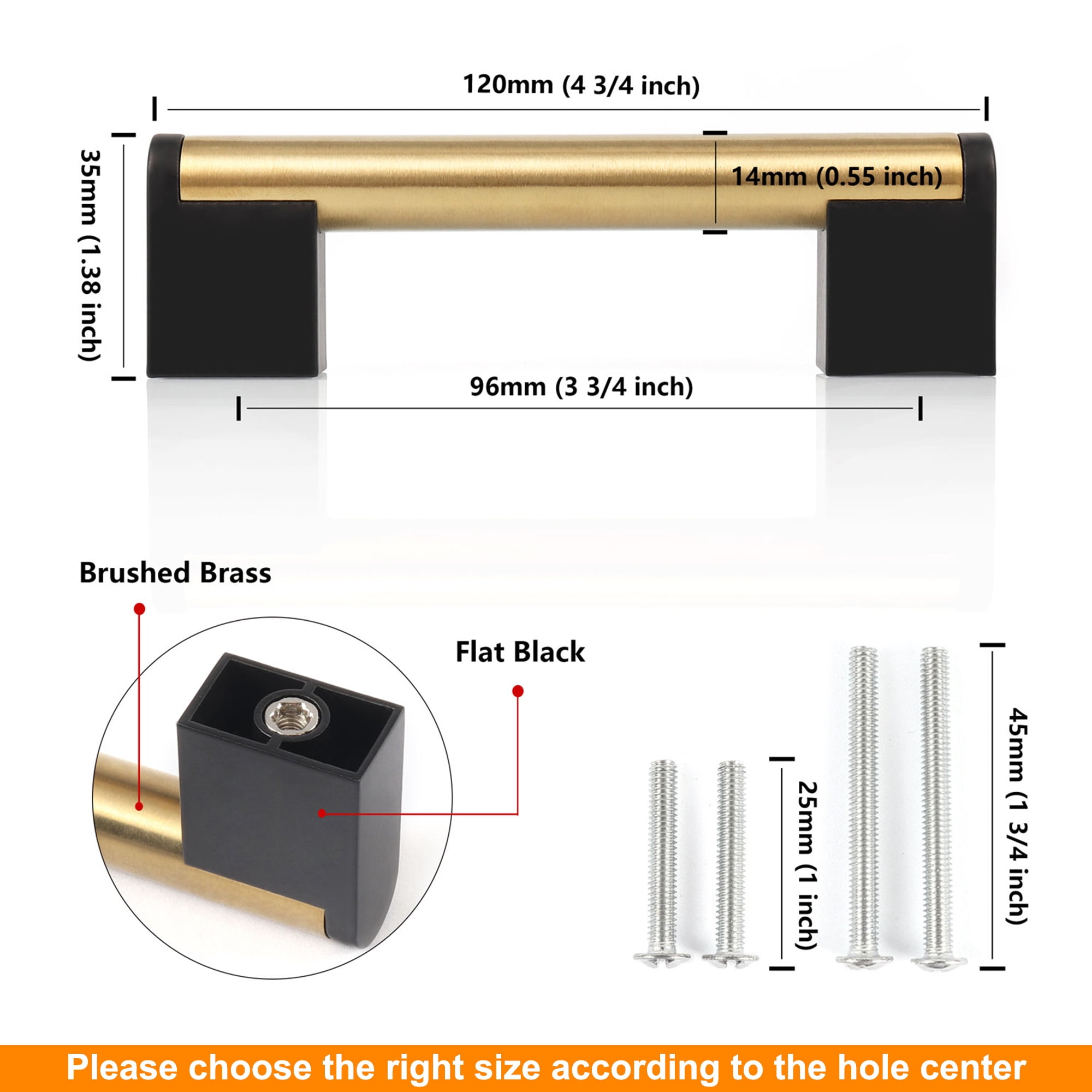 Fulgente 10 Pack Cabinet Handle and Pulls 3-3/4 Brushed Brass Finish Pull for Kitchen Cabinets Gold and Black Handles(Center to Center 3-3/4'' 96mm) Hardware for Cupboard