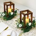 thumbnail image 6 of 6 Pcs Wooden Lantern Centerpiece Set with Eucalyptus Wreaths & LED Flameless Candles for Wedding, 6 of 6