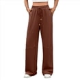 thumbnail image 3 of Pantalones Deportivos Anchos de Cintura Alta para Mujer, Holgados y con Cordón, A para Adolescentes Naranja Rojo S, 3 of 10