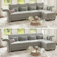 thumbnail image 3 of LLappuil Modular Sectional Sofa, 5 Seat Modular Sectional Sofa with 1 Storage Ottoman, 25.6 Deep Seat Chenille Sofa Gray, 3 of 8