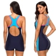 thumbnail image 3 of Trajes de baño de una pieza para mujer, traje de baño deportivo Boyleg, traje de baño atlético de cobertura completa, traje de baño para regazo, azul, 3 of 7