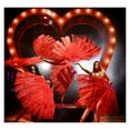 thumbnail image 5 of 2 Size Retro Large Ostrich Feather Fan Red Dance Fans Party Wedding Stage Show Props 13Bones, 5 of 6