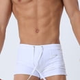 thumbnail image 7 of Men's Sexy Swimming Trunks - Elastic Waist, Zipper Pockets, Side Slits - Quick Dry Nylon/Spandex Beach Surf Shorts, 7 of 7