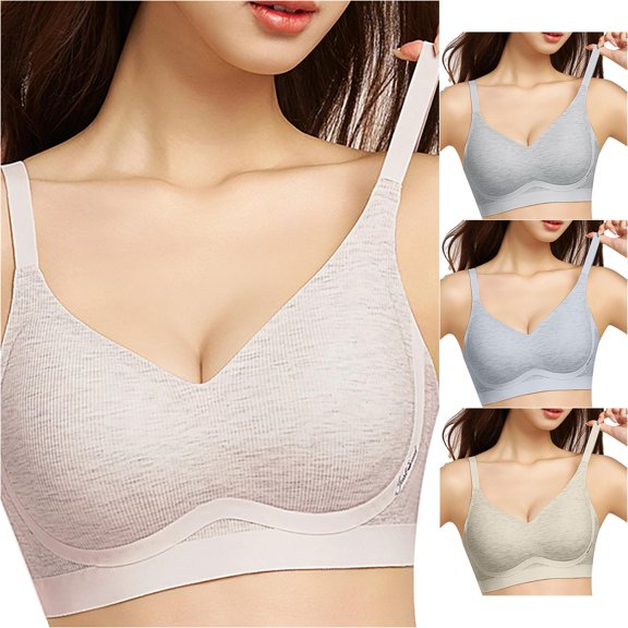 PMVFHDE Large Size Comfortable Breathable Smooth Bra for Women Daily Leisure Wear Seamless Non-Wired Supportive Full Coverage Underwear Pink - 36